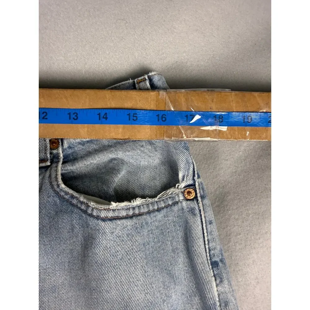 Levi's 505 Jeans Mens 36x34 Blue Straight Leg Regular Fit Light Wash Distressed